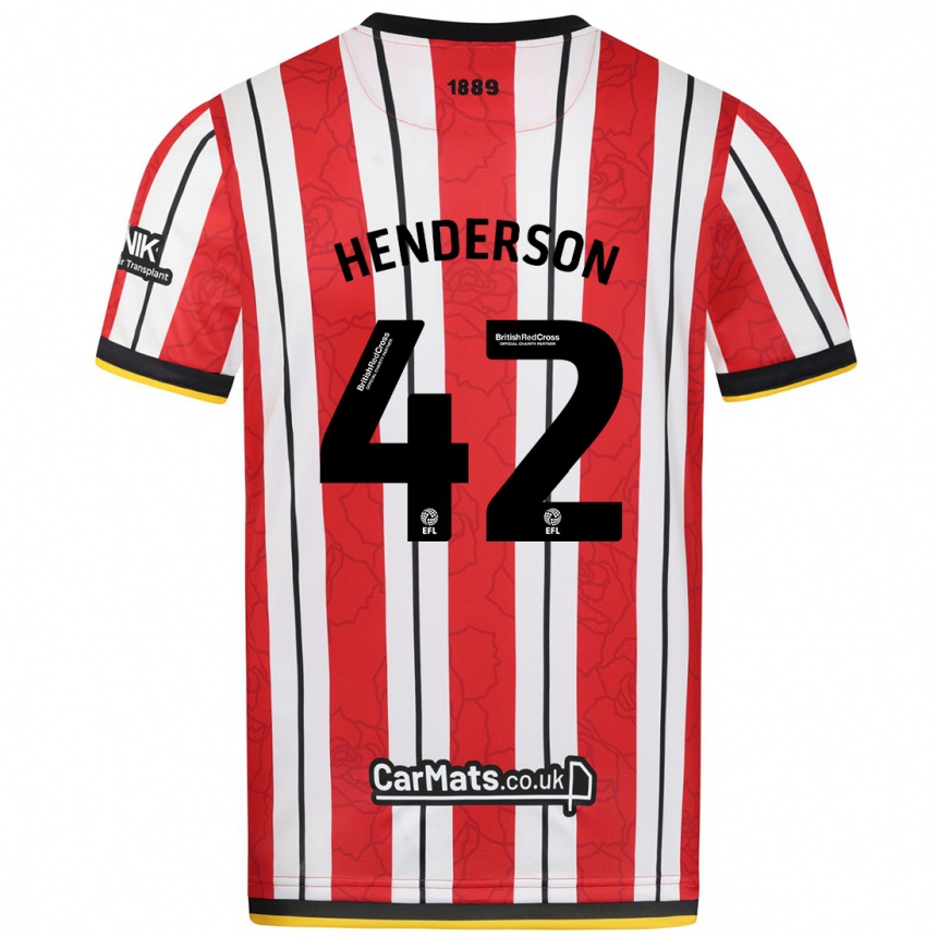 Kinder Fußball Peyton Henderson #42 Rot Weiße Streifen Heimtrikot Trikot 2024/25 T-Shirt Luxemburg