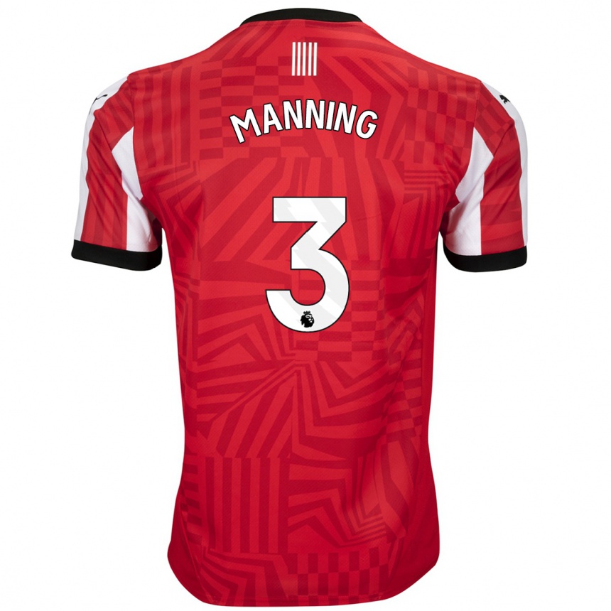 Kinder Fußball Ryan Manning #3 Rot Weiß Heimtrikot Trikot 2024/25 T-Shirt Luxemburg