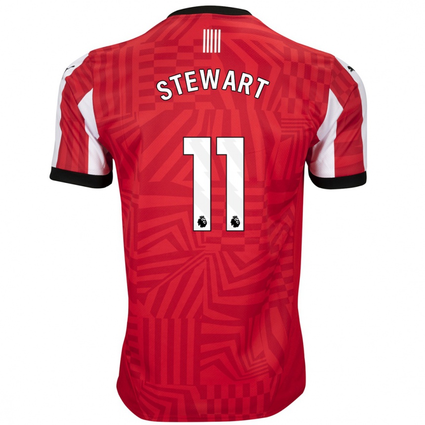 Kinder Fußball Ross Stewart #11 Rot Weiß Heimtrikot Trikot 2024/25 T-Shirt Luxemburg