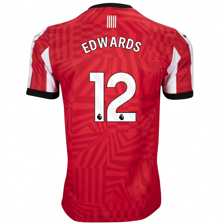 Kinder Fußball Ronnie Edwards #12 Rot Weiß Heimtrikot Trikot 2024/25 T-Shirt Luxemburg