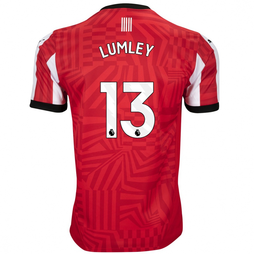 Kinder Fußball Joe Lumley #13 Rot Weiß Heimtrikot Trikot 2024/25 T-Shirt Luxemburg