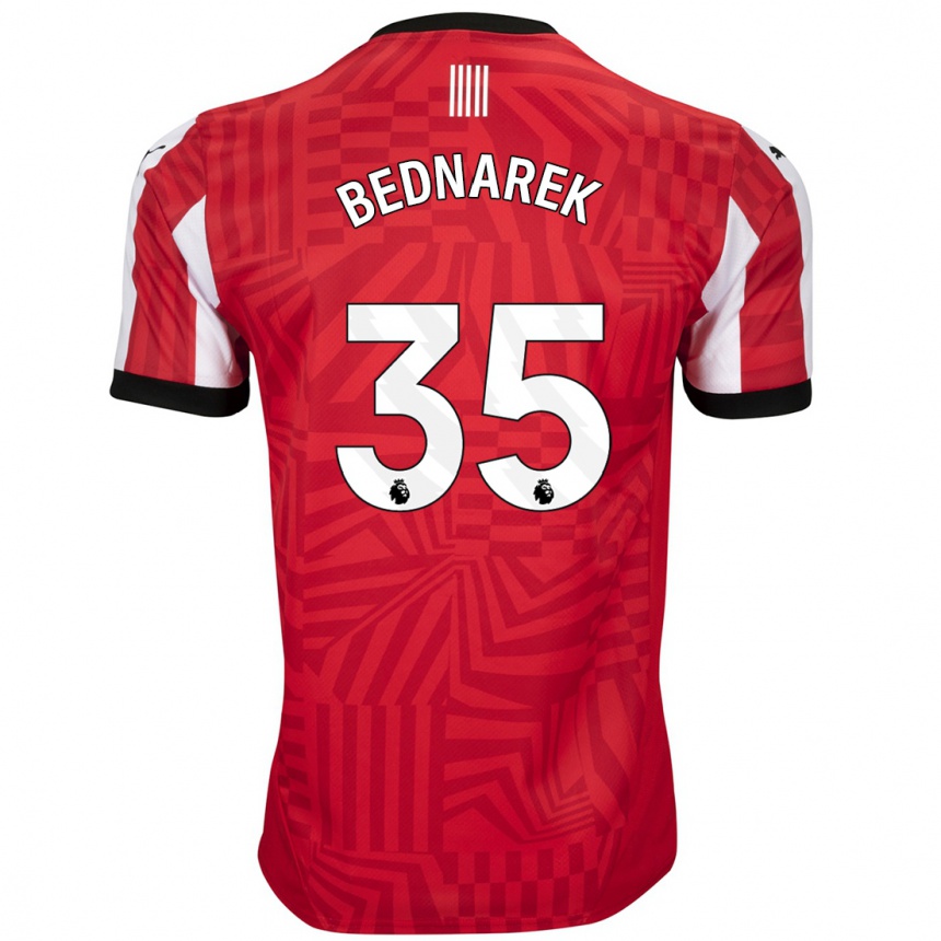 Kinder Fußball Jan Bednarek #35 Rot Weiß Heimtrikot Trikot 2024/25 T-Shirt Luxemburg