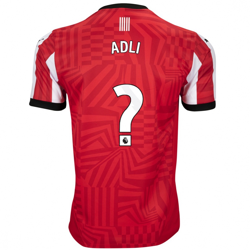 Kinder Fußball Mohamed Adli #0 Rot Weiß Heimtrikot Trikot 2024/25 T-Shirt Luxemburg