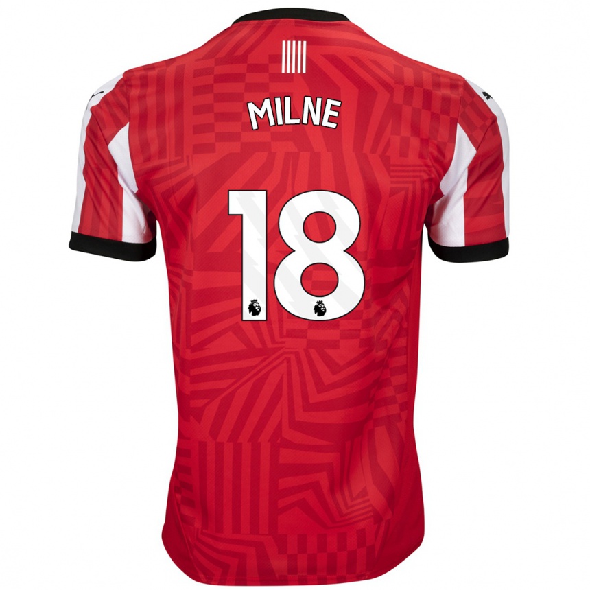 Kinder Fußball Isabel Milne #18 Rot Weiß Heimtrikot Trikot 2024/25 T-Shirt Luxemburg