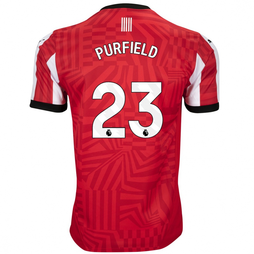 Kinder Fußball Jemma Elizabeth Purfield #23 Rot Weiß Heimtrikot Trikot 2024/25 T-Shirt Luxemburg