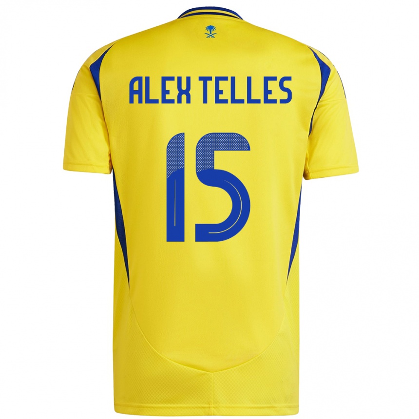 Kinder Fußball Alex Telles #15 Gelb Blau Heimtrikot Trikot 2024/25 T-Shirt Luxemburg