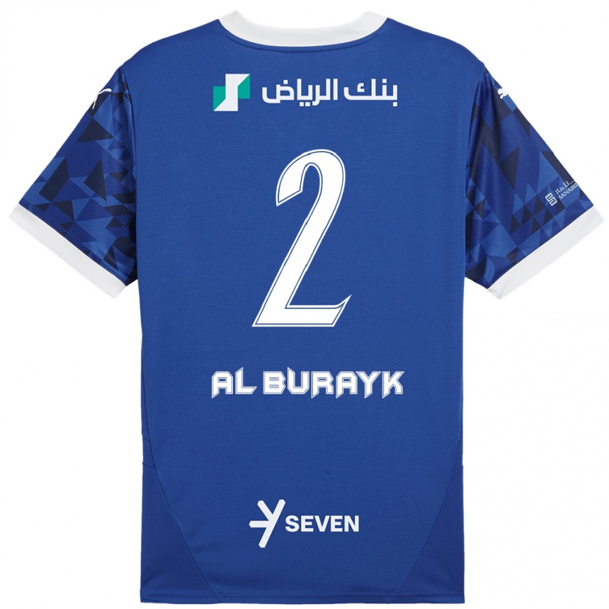 Kinder Fußball Mohammed Al-Burayk #2 Dunkelblau Weiß Heimtrikot Trikot 2024/25 T-Shirt Luxemburg