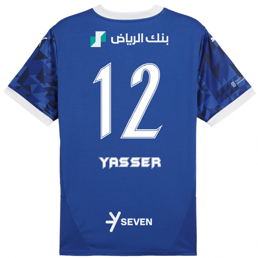 Kinder Fußball Yasser Al-Shahrani #12 Dunkelblau Weiß Heimtrikot Trikot 2024/25 T-Shirt Luxemburg