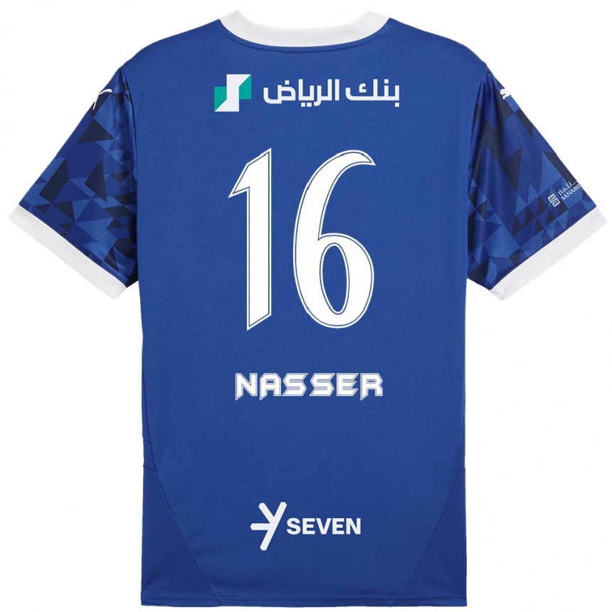 Kinder Fußball Nasser Al-Dawsari #16 Dunkelblau Weiß Heimtrikot Trikot 2024/25 T-Shirt Luxemburg