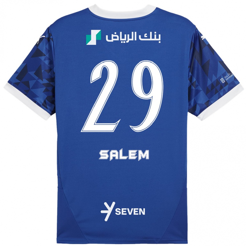 Kinder Fußball Salem Al-Dawsari #29 Dunkelblau Weiß Heimtrikot Trikot 2024/25 T-Shirt Luxemburg