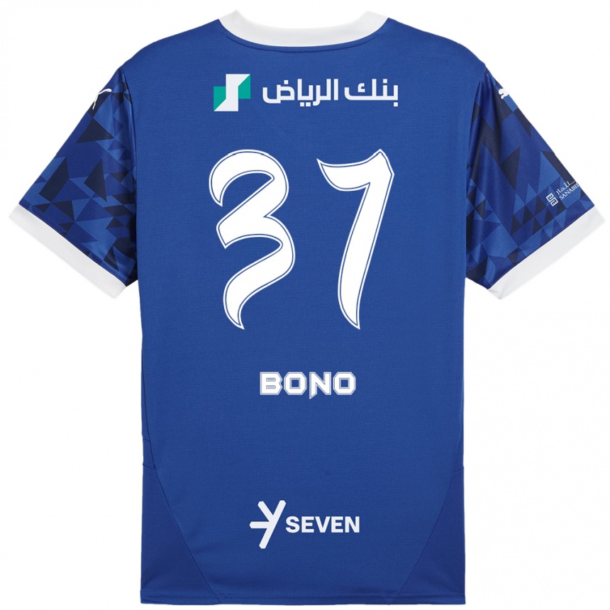 Kinder Fußball Bono #37 Dunkelblau Weiß Heimtrikot Trikot 2024/25 T-Shirt Luxemburg