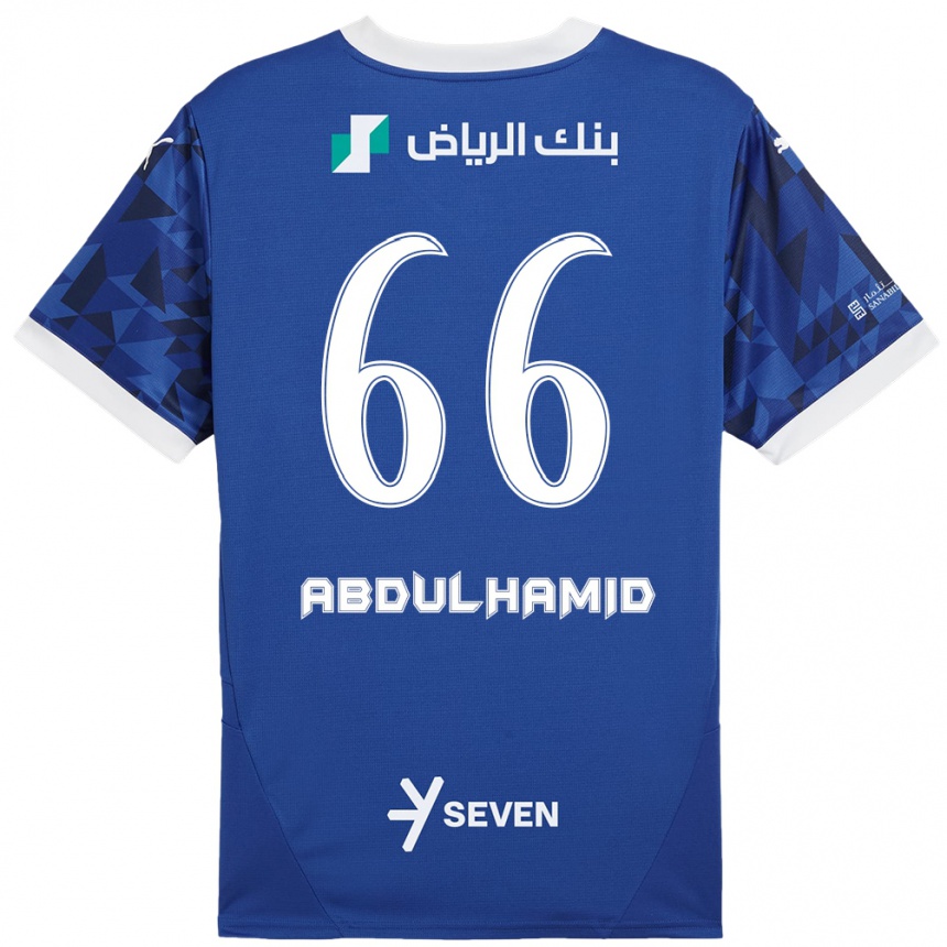 Kinder Fußball Saud Abdulhamid #66 Dunkelblau Weiß Heimtrikot Trikot 2024/25 T-Shirt Luxemburg