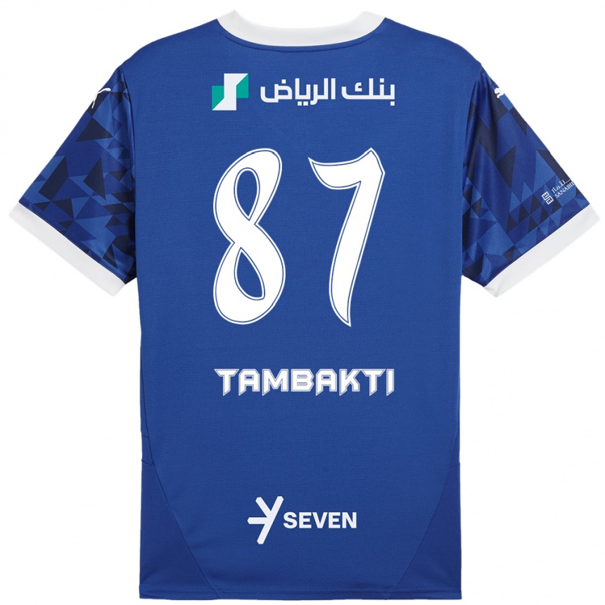 Kinder Fußball Hassan Tambakti #87 Dunkelblau Weiß Heimtrikot Trikot 2024/25 T-Shirt Luxemburg