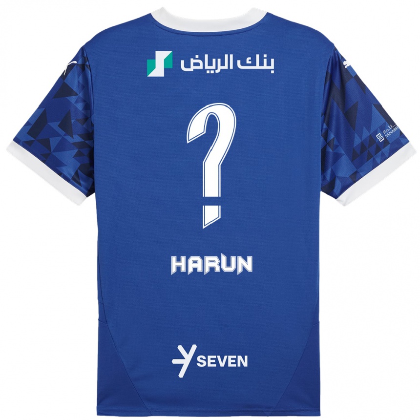 Kinder Fußball Saud Harun #0 Dunkelblau Weiß Heimtrikot Trikot 2024/25 T-Shirt Luxemburg