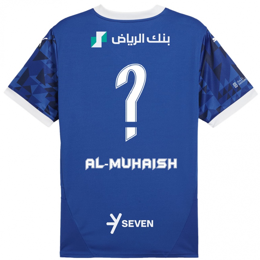 Kinder Fußball Mohammed Al-Muhaish #0 Dunkelblau Weiß Heimtrikot Trikot 2024/25 T-Shirt Luxemburg