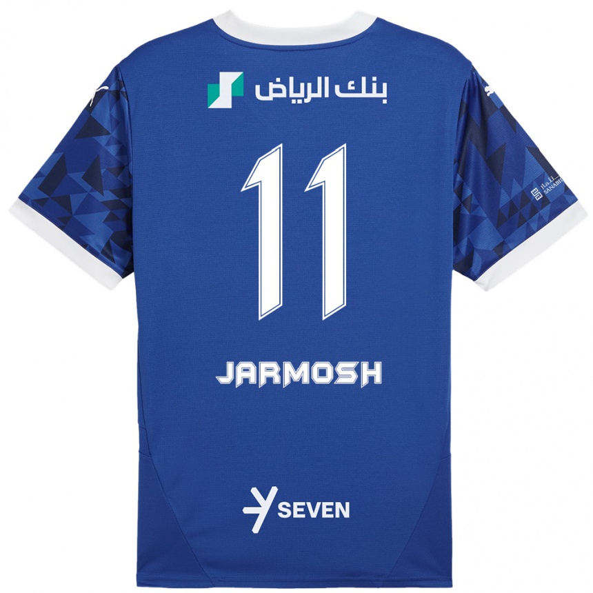 Kinder Fußball Abdulaziz Jarmosh #11 Dunkelblau Weiß Heimtrikot Trikot 2024/25 T-Shirt Luxemburg