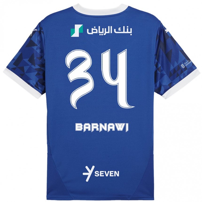 Kinder Fußball Saleh Barnawi #34 Dunkelblau Weiß Heimtrikot Trikot 2024/25 T-Shirt Luxemburg