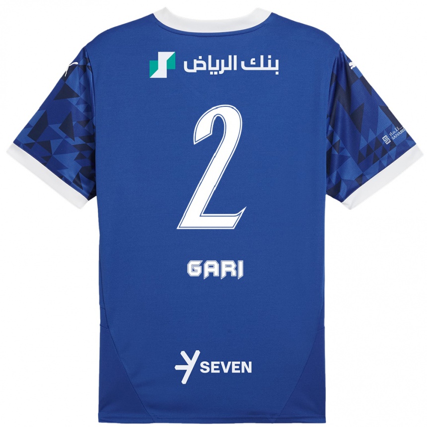 Kinder Fußball Fatimah Gari #2 Dunkelblau Weiß Heimtrikot Trikot 2024/25 T-Shirt Luxemburg