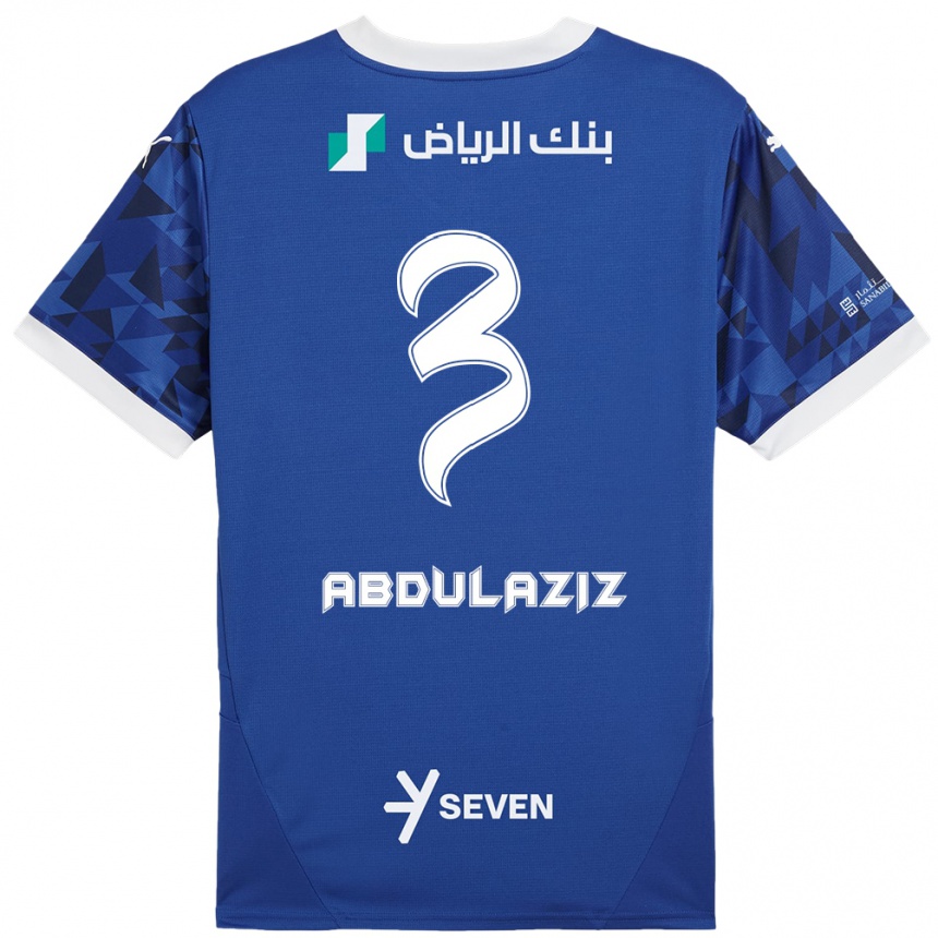 Kinder Fußball Al Jawhara Abdulaziz #3 Dunkelblau Weiß Heimtrikot Trikot 2024/25 T-Shirt Luxemburg