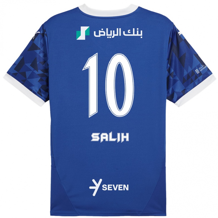 Kinder Fußball Zakia Salih #10 Dunkelblau Weiß Heimtrikot Trikot 2024/25 T-Shirt Luxemburg