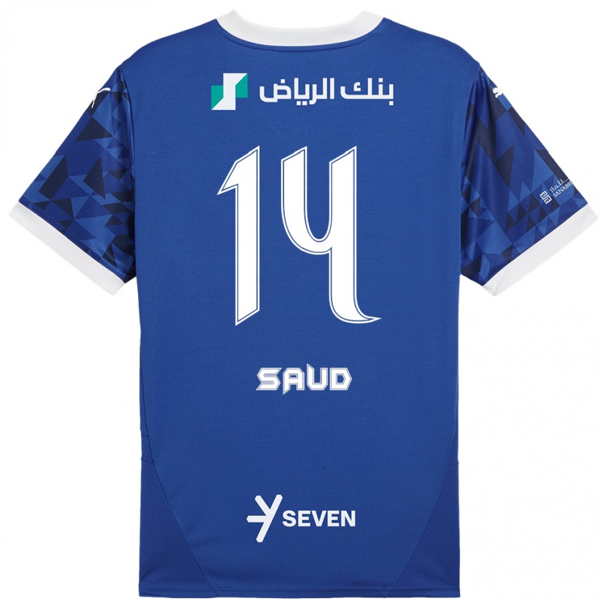 Kinder Fußball Nouf Saud #14 Dunkelblau Weiß Heimtrikot Trikot 2024/25 T-Shirt Luxemburg