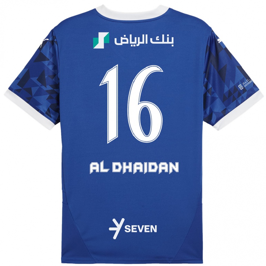 Kinder Fußball Nadia Al-Dhaidan #16 Dunkelblau Weiß Heimtrikot Trikot 2024/25 T-Shirt Luxemburg