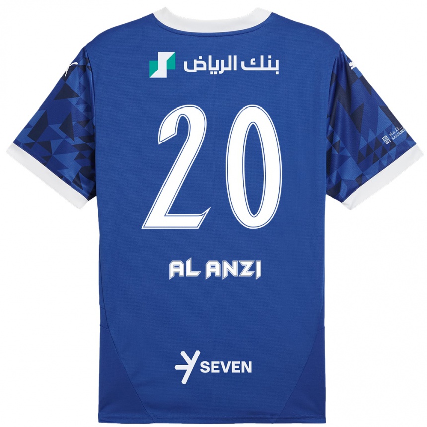 Kinder Fußball Areej Al-Anzi #20 Dunkelblau Weiß Heimtrikot Trikot 2024/25 T-Shirt Luxemburg