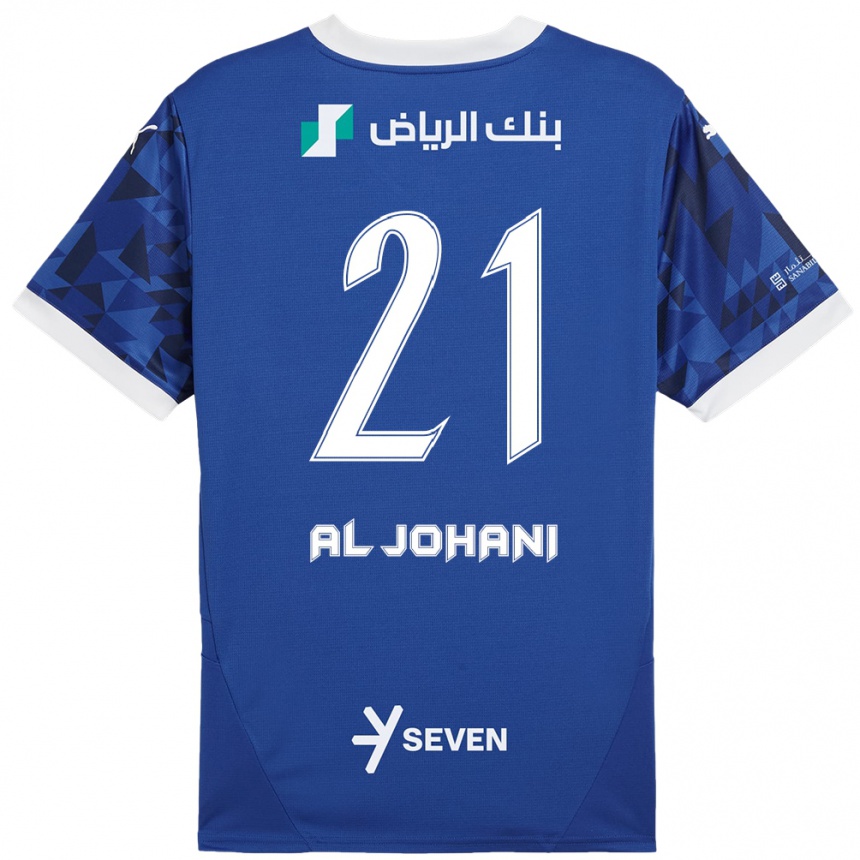 Kinder Fußball Joury Al-Johani #21 Dunkelblau Weiß Heimtrikot Trikot 2024/25 T-Shirt Luxemburg