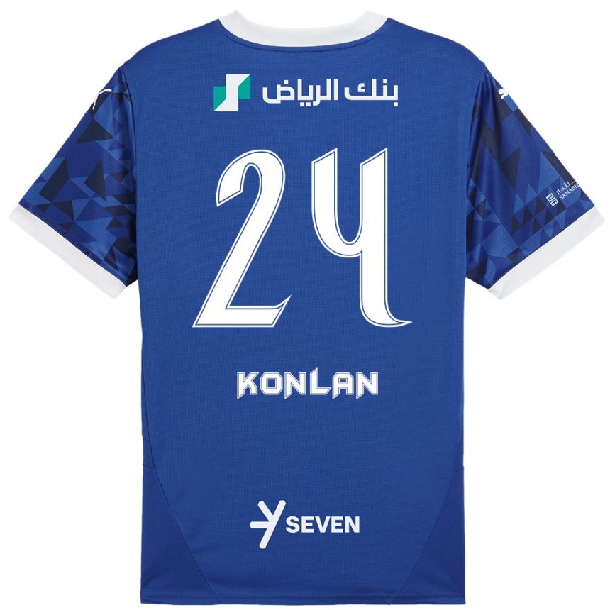 Kinder Fußball Cynthia Konlan #24 Dunkelblau Weiß Heimtrikot Trikot 2024/25 T-Shirt Luxemburg