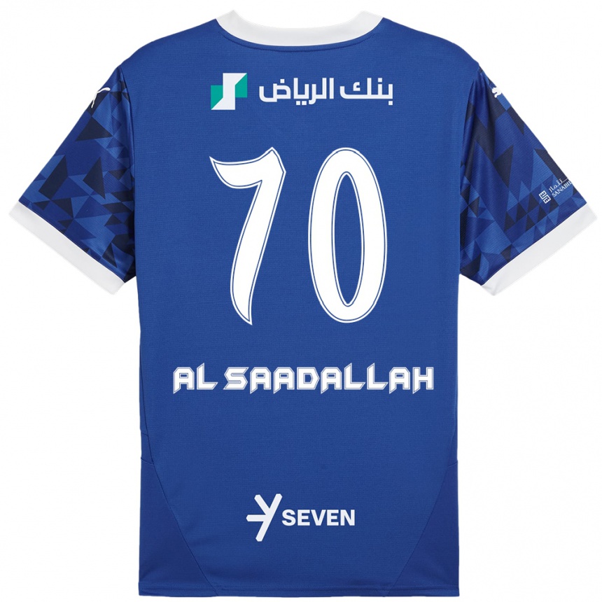 Kinder Fußball Hessa Al-Saadallah #70 Dunkelblau Weiß Heimtrikot Trikot 2024/25 T-Shirt Luxemburg