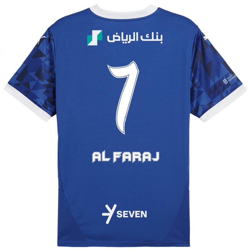 Kinder Fußball Salman Al-Faraj #7 Dunkelblau Weiß Heimtrikot Trikot 2024/25 T-Shirt Luxemburg