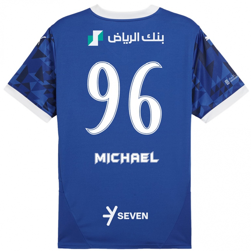 Kinder Fußball Michael #96 Dunkelblau Weiß Heimtrikot Trikot 2024/25 T-Shirt Luxemburg