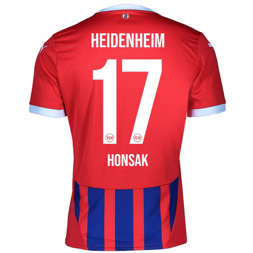 Kinder Fußball Mathias Honsak #17 Rot Blau Heimtrikot Trikot 2024/25 T-Shirt Luxemburg