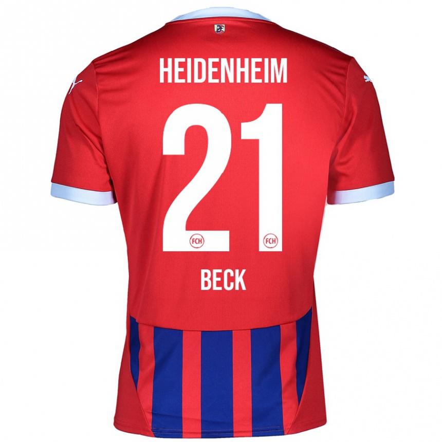 Kinder Fußball Adrian Beck #21 Rot Blau Heimtrikot Trikot 2024/25 T-Shirt Luxemburg