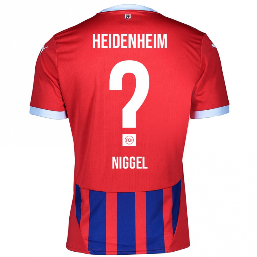 Kinder Fußball Henrik Niggel #0 Rot Blau Heimtrikot Trikot 2024/25 T-Shirt Luxemburg