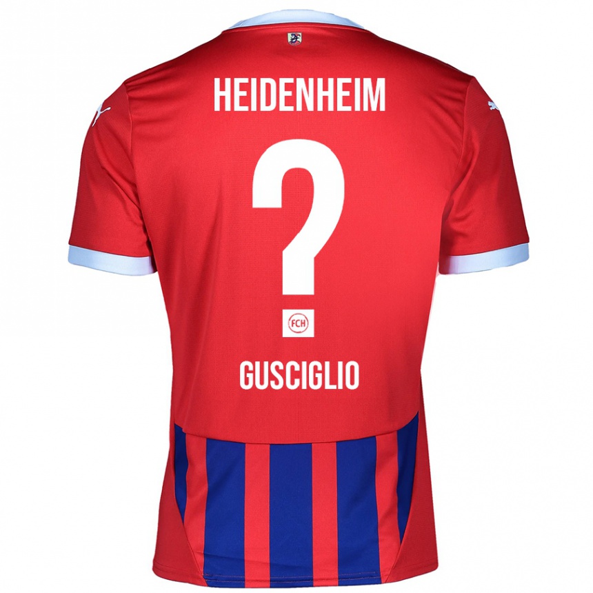 Kinder Fußball Alessio Gusciglio #0 Rot Blau Heimtrikot Trikot 2024/25 T-Shirt Luxemburg