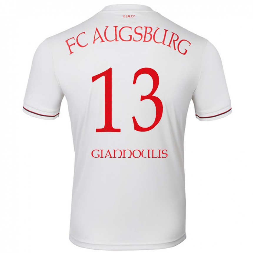 Kinder Fußball Dimitrios Giannoulis #13 Weiß Heimtrikot Trikot 2024/25 T-Shirt Luxemburg