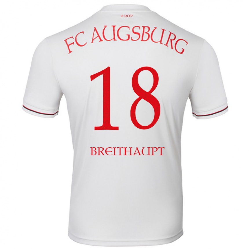 Kinder Fußball Tim Breithaupt #18 Weiß Heimtrikot Trikot 2024/25 T-Shirt Luxemburg