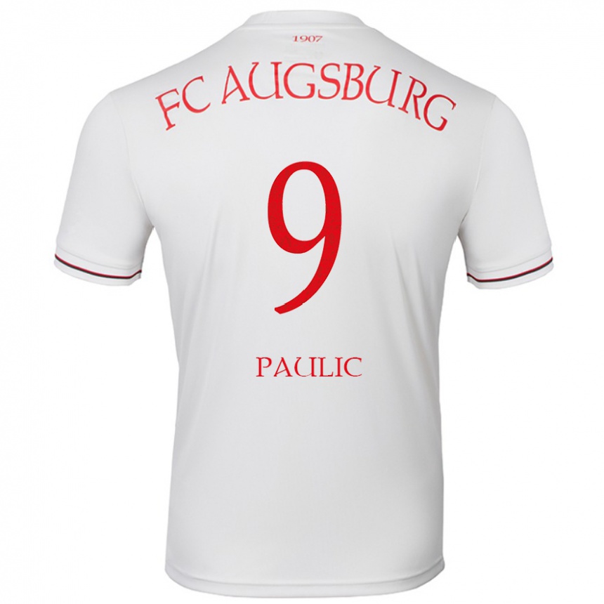 Kinder Fußball Anthony Paulic #9 Weiß Heimtrikot Trikot 2024/25 T-Shirt Luxemburg