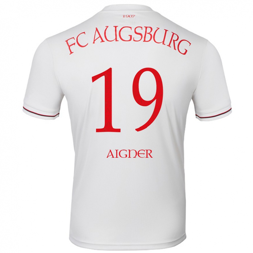 Kinder Fußball Lukas Aigner #19 Weiß Heimtrikot Trikot 2024/25 T-Shirt Luxemburg