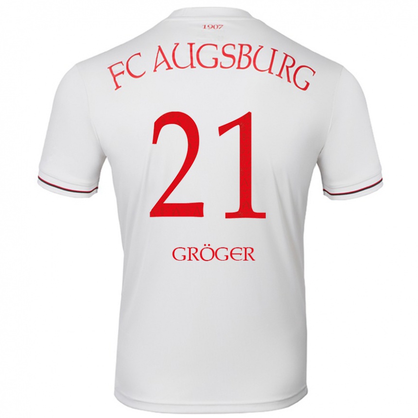 Kinder Fußball Elias Gröger #21 Weiß Heimtrikot Trikot 2024/25 T-Shirt Luxemburg