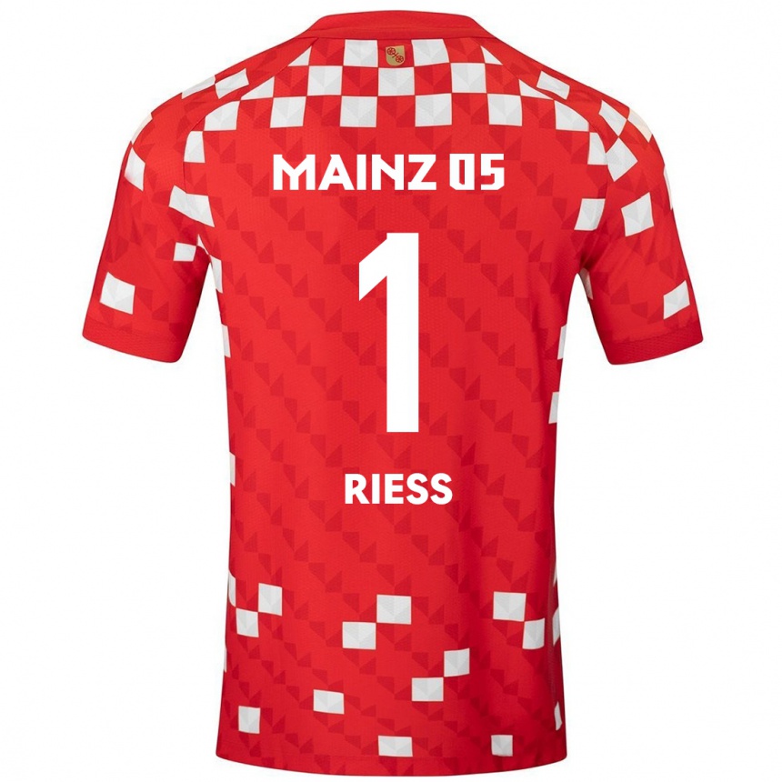 Kinder Fußball Lasse Rieß #1 Weiß Rot Heimtrikot Trikot 2024/25 T-Shirt Luxemburg