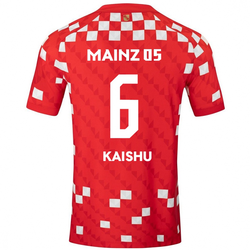 Kinder Fußball Kaishu Sano #6 Weiß Rot Heimtrikot Trikot 2024/25 T-Shirt Luxemburg