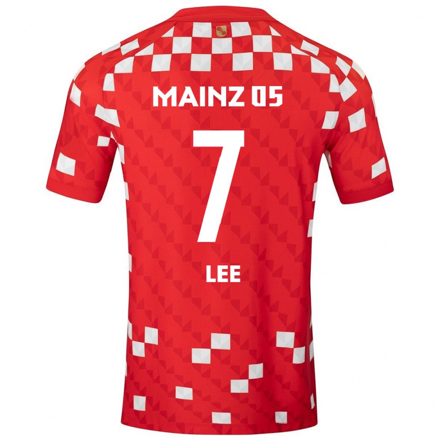 Kinder Fußball Jae-Sung Lee #7 Weiß Rot Heimtrikot Trikot 2024/25 T-Shirt Luxemburg