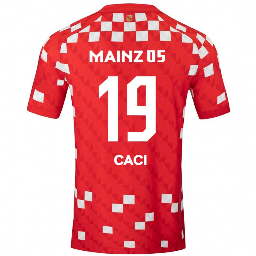 Kinder Fußball Anthony Caci #19 Weiß Rot Heimtrikot Trikot 2024/25 T-Shirt Luxemburg