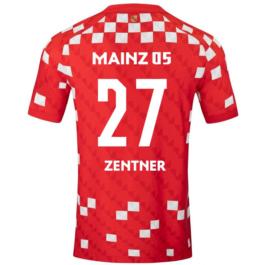 Kinder Fußball Robin Zentner #27 Weiß Rot Heimtrikot Trikot 2024/25 T-Shirt Luxemburg