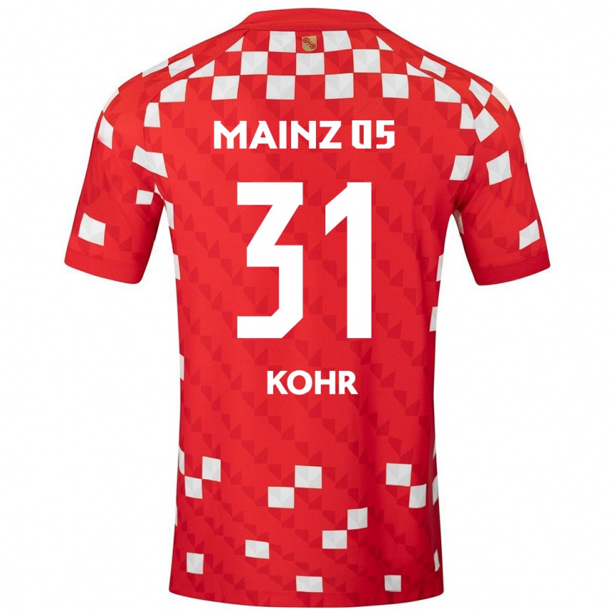 Kinder Fußball Dominik Kohr #31 Weiß Rot Heimtrikot Trikot 2024/25 T-Shirt Luxemburg