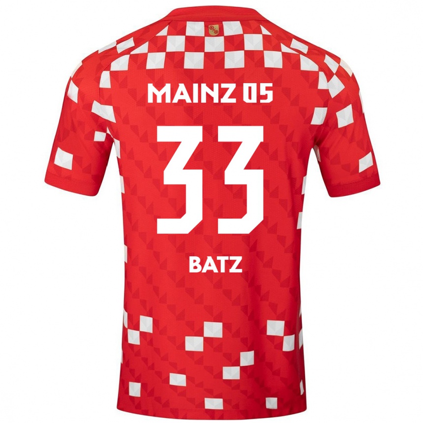 Kinder Fußball Daniel Batz #33 Weiß Rot Heimtrikot Trikot 2024/25 T-Shirt Luxemburg