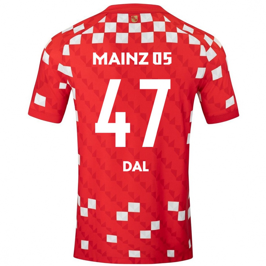 Kinder Fußball Maxim Dal #47 Weiß Rot Heimtrikot Trikot 2024/25 T-Shirt Luxemburg