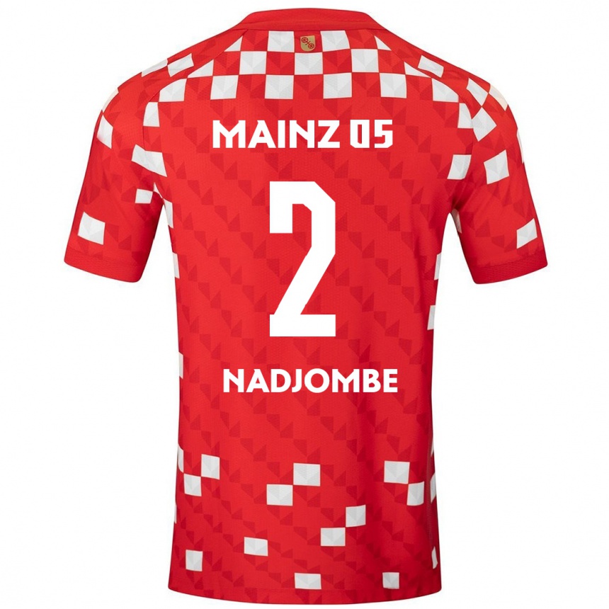 Kinder Fußball Jean-Marie Nadjombe #2 Weiß Rot Heimtrikot Trikot 2024/25 T-Shirt Luxemburg